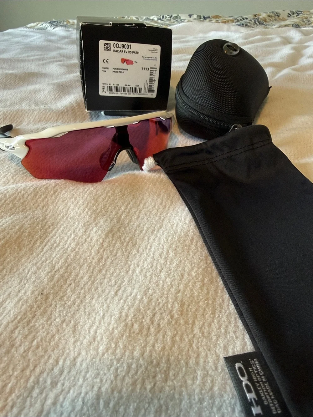 Oakley Radar EV Path Sunglasses - White Frame with Red Lens